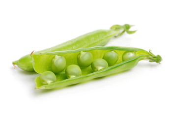 Fresh peas isolated on white background 