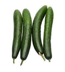 Green zucchini vegetable over white backdrop with clipping path.
