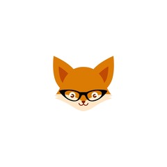 Cute fox with glasses icon over white background
