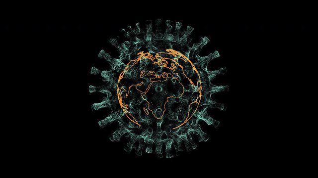 Corona virus with world map inside, loop animation