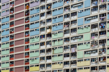 Fototapeta na wymiar vibrant and colourful residential building in hong kong