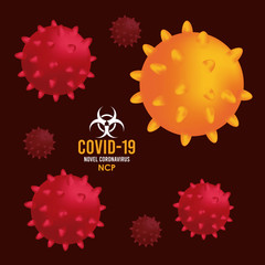 covid19 particles and lettering campaign pattern