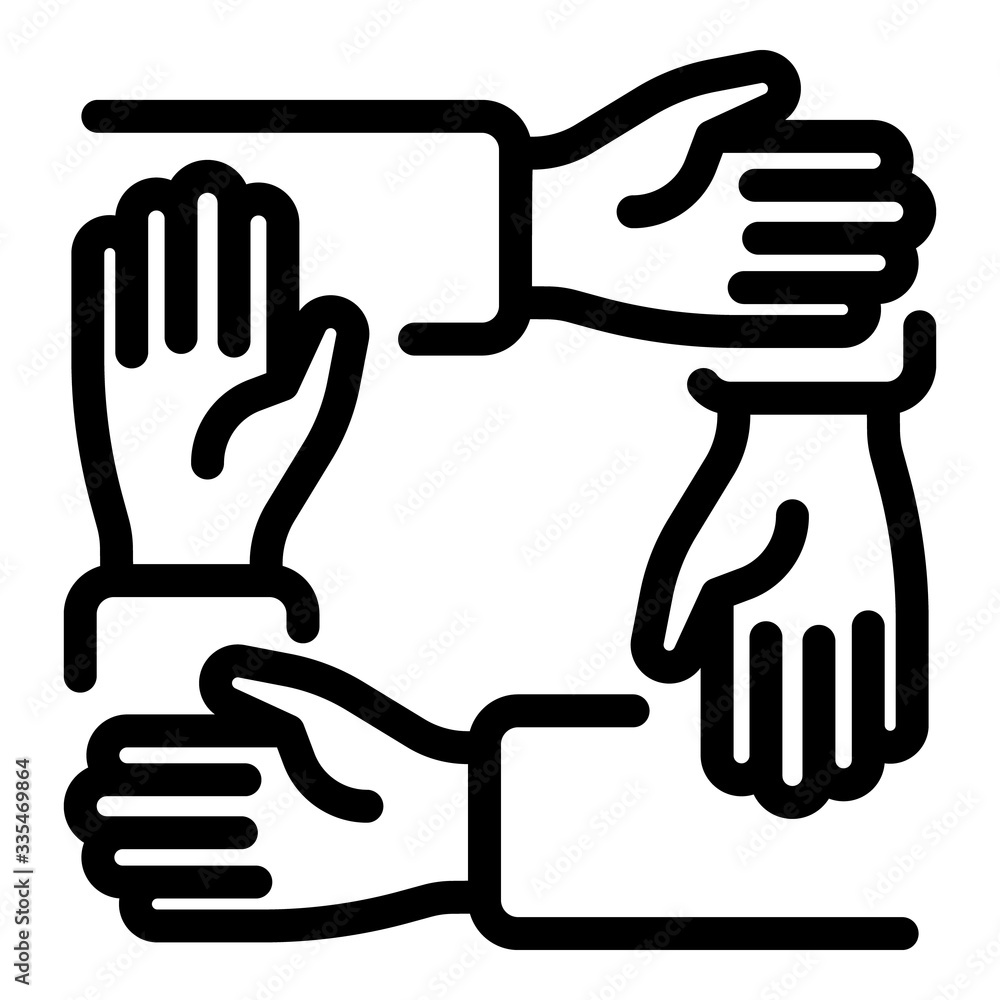 Poster teamwork handshake icon. outline teamwork handshake vector icon for web design isolated on white bac