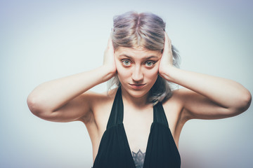 Naklejka premium Close ears woman