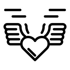 Love heart wings icon. Outline love heart wings vector icon for web design isolated on white background