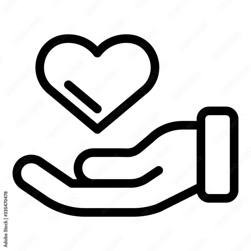 Poster keep loving heart in hand icon. outline keep loving heart in hand vector icon for web design isolate