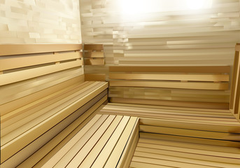 サウナ　室内背景　清潔感のある空間　ジムにある施設