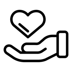 Keep loving heart in hand icon. Outline keep loving heart in hand vector icon for web design isolated on white background