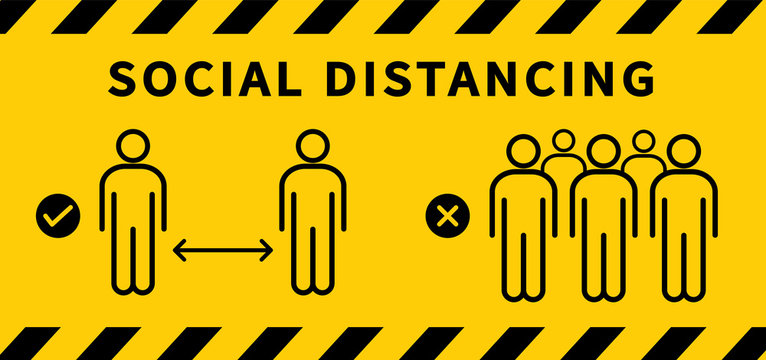 Social distancing icon. Keep the 2 meter distance. Avoid crowds. Coronovirus epidemic protective. Vector illustration