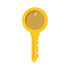 Gold Key Flat Icon Illustration