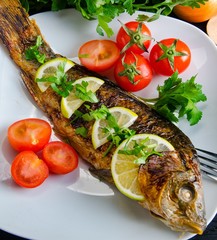 The fried fish served on the plate