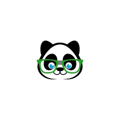 Cute panda with glasses icon isolated on white background © sljubisa