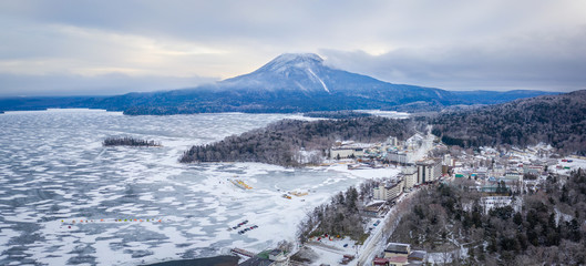
Aerial view of akan lake Hokkaido in Japan