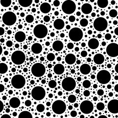Fototapeta na wymiar Seamless pattern with random sized dots. Black circles on white background. Vector illustration.