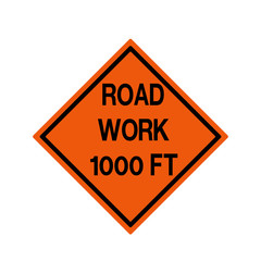 Road Work 1000 FT Traffic Road Sign ,Vector Illustration, Isolate On White Background Icon