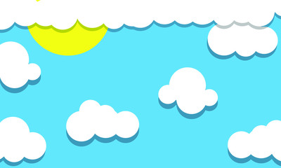 flat white clouds on blue sky vector.