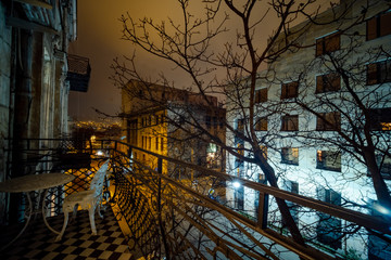 Tbilisi classic balcony at night