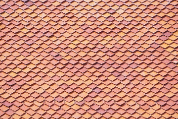 Red roof of a traditional thai house
