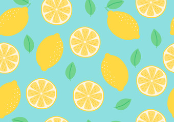 Seamless pattern of fresh lemon