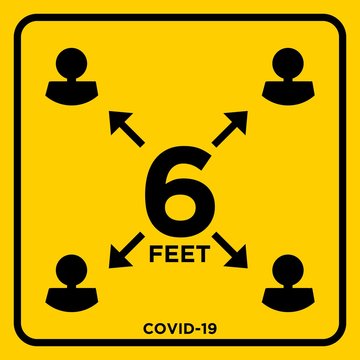 Stay 6 Feet Apart Keep Your Distance Warning Sign COVID 19