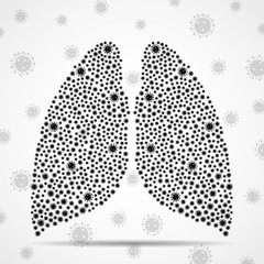 Abstract human lung with coronavirus molecules. Coronavirus 2019-nCoV new virus epidemic. Vector illustration