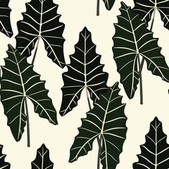 Dark tropical leaves pattern design. Cool floral wallpaper. 
