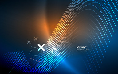 Fototapeta premium Abstract background - blue neon line design for Wallpaper, Banner, Background, Card, Book Illustration, landing page