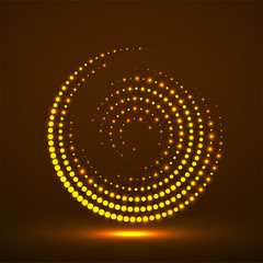 Abstract neon dotted circles. Glowing dots halftone circle. Vector logo
