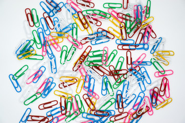 Colorful paper clip with white background