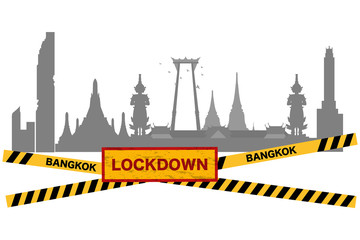 Lockdown Prevention Bangkok city from Covid-19 or Coronavirus disease pandemic vector