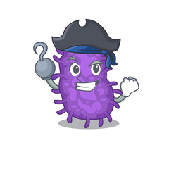 Bacteria bacilli cartoon design style as a Pirate with hook hand and a hat
