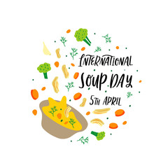 Hand drawn vector illustration of chicken soup