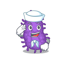 Sailor cartoon character of bacteria bacilli with white hat