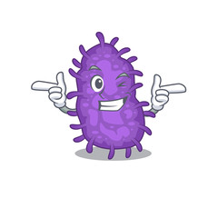 Cartoon design concept of bacteria bacilli with funny wink eye