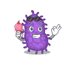 Cartoon design concept of bacteria bacilli having an ice cream