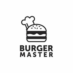 Burger Mastert logo design. Hamburger vector illustration.