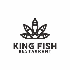 King Fish logo concept. Royal fish restaurant logo.