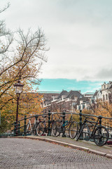 Parked Bikes in Amsterdam City