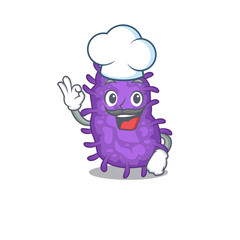 Bacteria bacilli chef cartoon design style wearing white hat