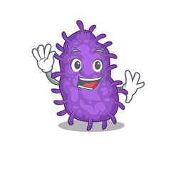 A charismatic bacteria bacilli mascot design style smiling and waving hand