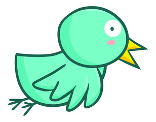 Cute and funny green tosca bird flying