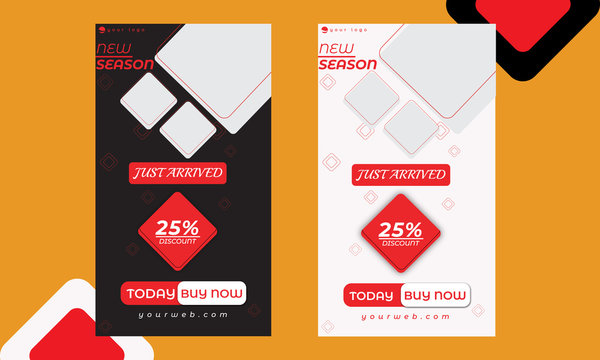 Editable Insta & Facebook story social media Template for sale discount and product promotion with Balck and red/White and Red background