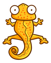 Funny and cute orange lizzard view from the top