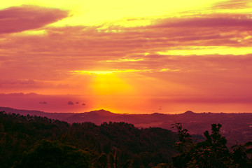 Amazing sunset in paradise park farm, Koh Samui, Thailand