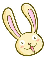 Cute and funny rabbit head with happy face