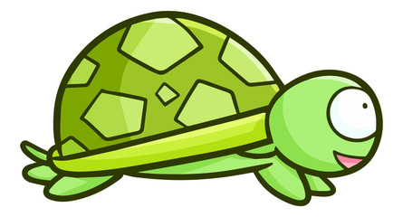 Cute and funny little turtle crawling happily