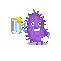 A cartoon concept of bacteria bacilli rise up a glass of beer