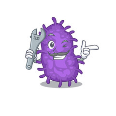 A picture of bacteria bacilli mechanic mascot design concept