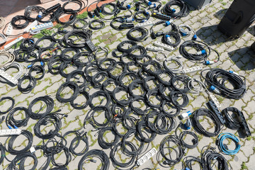 Stage equipment lying on the floor