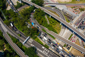 Fototapeta premium Top view of Hong Kong traffic